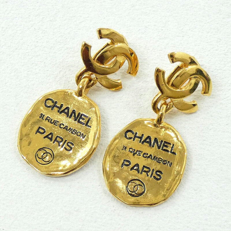 【中古】CHANEL｜シャネル CAMBON　カンボンプレート　イヤリング　ヴィンテージ ゴールド サイズ：-【f135】