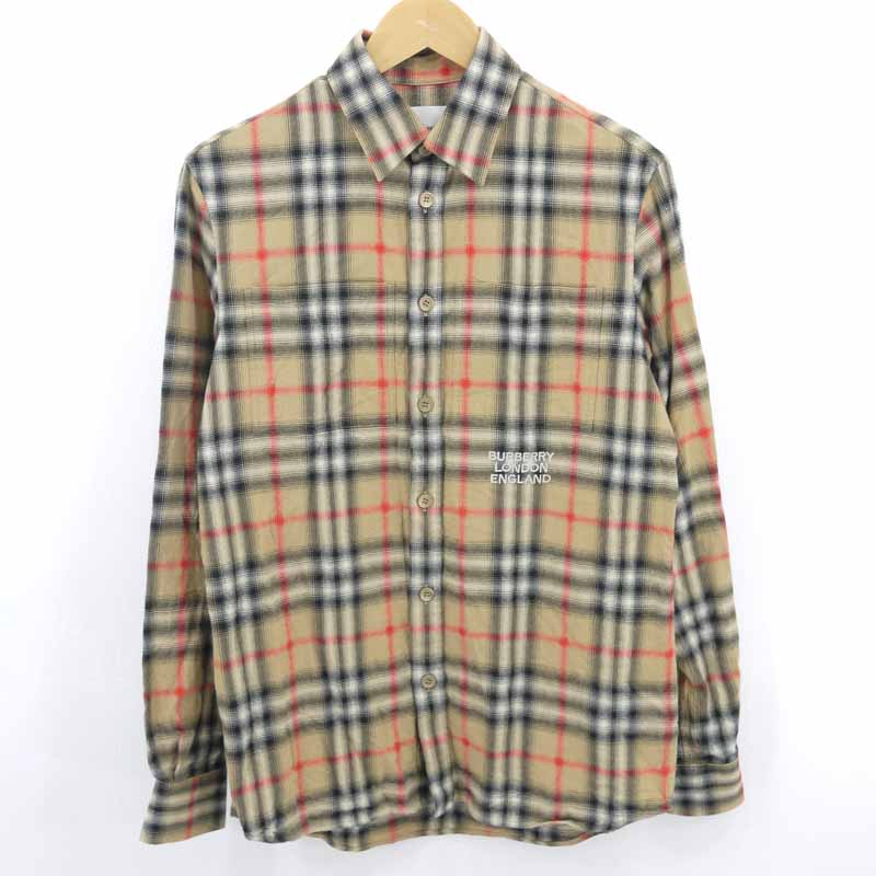 【中古】BURBERRY LONDON ENGLAND｜バーバリー ロンドン イングランド 21AW ARCHIVE BEIGE IP CHK ノバチェック 長袖シャツ ベージュ サイズ：XXS【f102】