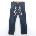 yÁzA BATHING APEbAxCOGCv 2008 TYPE-05 SHARK DENIM PANTS@WbvtC@V[Nfjpc@001DPG301001X CfBSu[ TCYFMyf107z