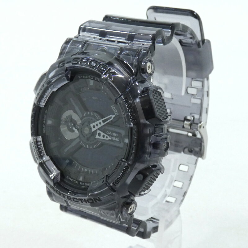 【中古】CASIO｜カシオ スケルトンシリーズ　G-SHOCK　腕時計　アナデジクォーツ　GA-110SKE-8AJF 文字盤：ブラック　ベルト：グレー（スケルトン）【f130】