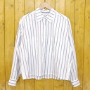 【中古】MY__/マイ CROPPED STRIPE SHIRT ストライプクロップドシャツ ショート丈 サイズ：1 カラー：ホワイト×ブルー【f113】