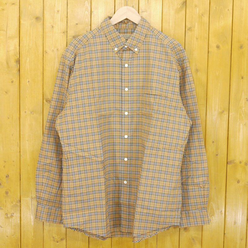 【中古】BURBERRY LONDON ENGLAND/バーバリーロンドンイングランド JAMESON Check Button Down Shirt チェックボタンダウンシャツ サイズ：XL カラー：ベージュ【f102】