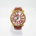 【中古】GaGa MILANO｜ガガミラノ マヌアーレ40MM 5021.5 アナログクオーツ 腕時計 ホワイト(文字盤)×レッド(ベルト)【f131】