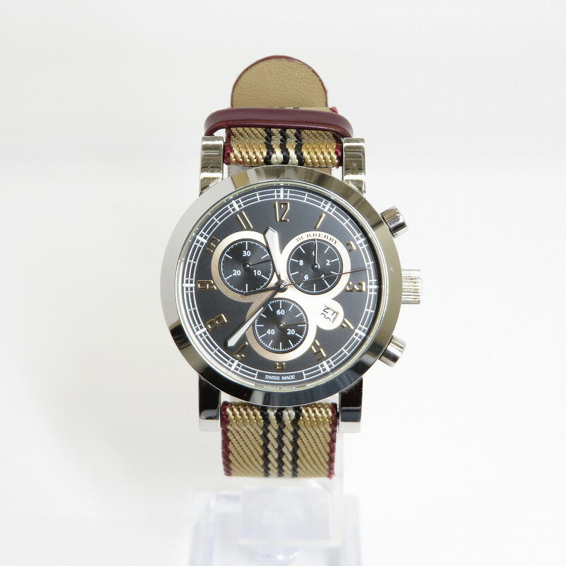 【中古】BURBERRY｜バーバリー Endurance/エンデュランス クロノグラフ BU7103 アナログクオーツ 腕時計 ブラック(文字盤)×ベージュ(ベルト)【f131】