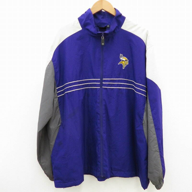 Reebok｜リーボック NFL MINNESOTA VIKINGS/ミネソタバイキングス ウォームアッププルオーバー ナイロンジャケット パープル サイズ：2XL