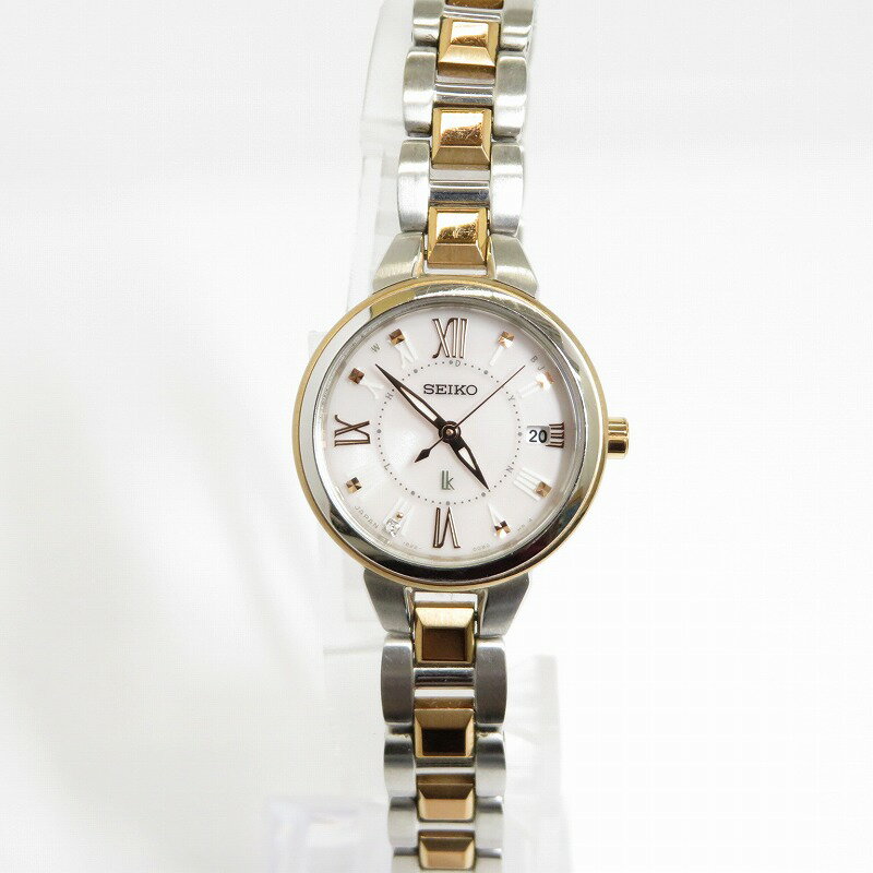 【中古】SEIKO|セイコー LUKIA/ルキア SSVW146 1B22-0CR0 アナログ電波ソーラー 腕時計 ホワイト(文字盤)×シルバー(ベルト)【f131】