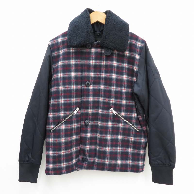 【中古】ARMANI EXCHANGE｜アルマーニエクスチェンジ チェック柄ブルゾン 6ZZBG1 ZNFEZ ネイビー サイズ：S / インポート【f094】