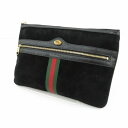 【中古】GUCCI｜グッチ 517551　シェリーライン　オフディアスエード　ポーチ　クラッチバッグ ブラック【f122】