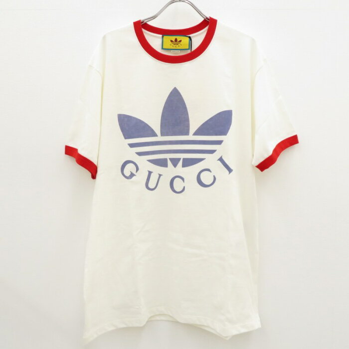 【中古】GUCCI×adidas｜グッチ×アディダス COTTON JERSEY TEE　Tシャツ半袖　HY2541 ホワイト サイズ：L【f108】