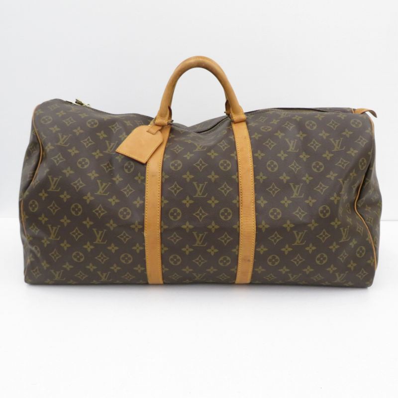 【中古】LOUIS VUITTON｜ルイ・ヴィトン M41422 モノグラムキーポル60　ボストンバッグ　ネームタグ付 ブラウン【f122】