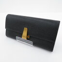 【中古】BOTTEGA VENETA｜ボッテガ ヴェネタ 576638　クリップクロージャー　長財布 ブラック【f125】