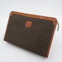 【中古】CELINE|セリーヌ マカダム柄 ヴィンテージ セカンドバッグ ブラウン【f122】