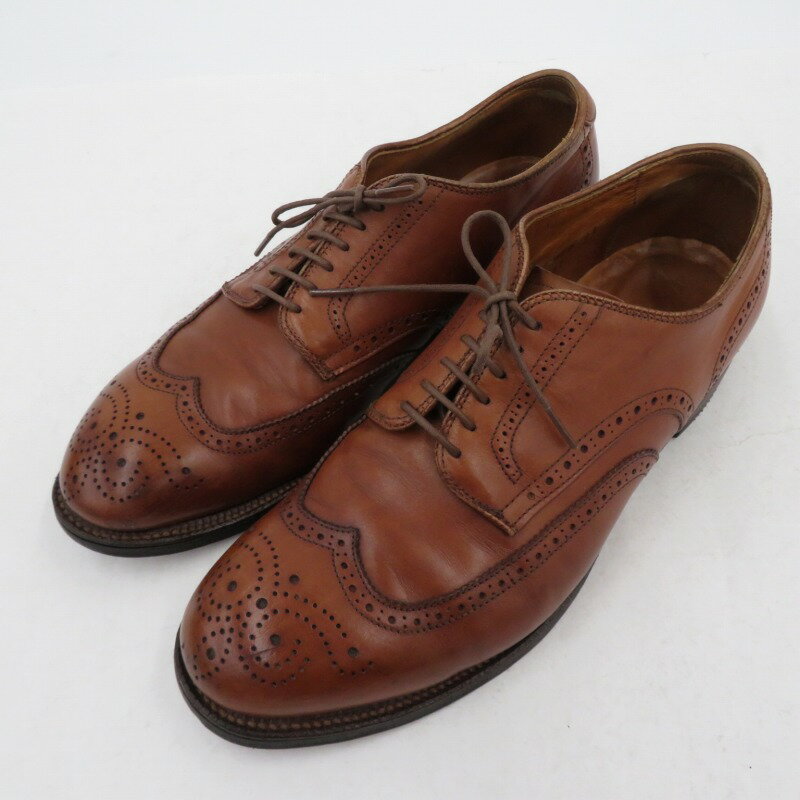 【中古】ALDEN｜オールデン ウイングチップメダリオンシューズ　レザーシューズ ブラウン サイズ：US9(27.0cm程度)【f127】