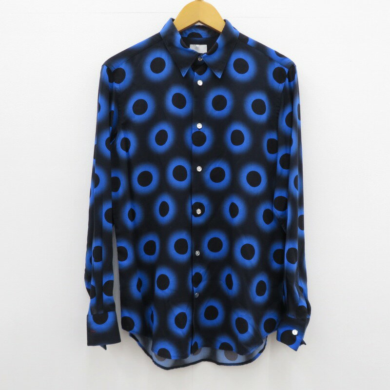 【中古】Paul Smith｜ポールスミス Glow Polka プリントシャツ 長袖　 ブルー サイズ：M / インポート【f102】のサムネイル