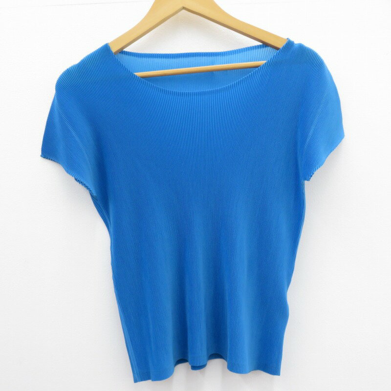 【中古】ISSEY MIYAKE PLEATS PLEASE |イッセイミヤケプリーツプリーズ プリーツカットソー 半袖 PP51FK372 ブルー サイズ:3 / セレクト・ストリート【f110】