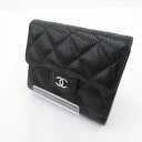 【中古】CHANEL|シャネル AP0231 マトラッセ クラシック スモール フラップ ウォレット 三つ折り財布 ブラック【f125】