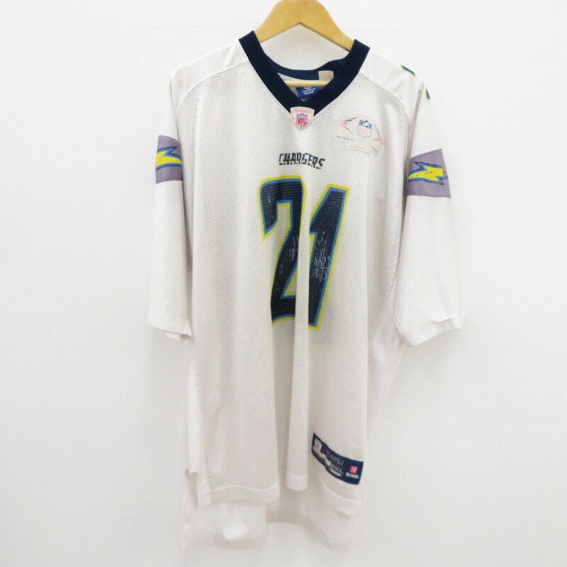 【中古】REEBOK｜リーボック ゲームシャツ Tシャツ 半袖 ユニフォーム ロサンゼルス・チャージャーズ LaDainian Tomlinson ラダニアン・トムリンソン ホワイト サイズ：2XL【f105】