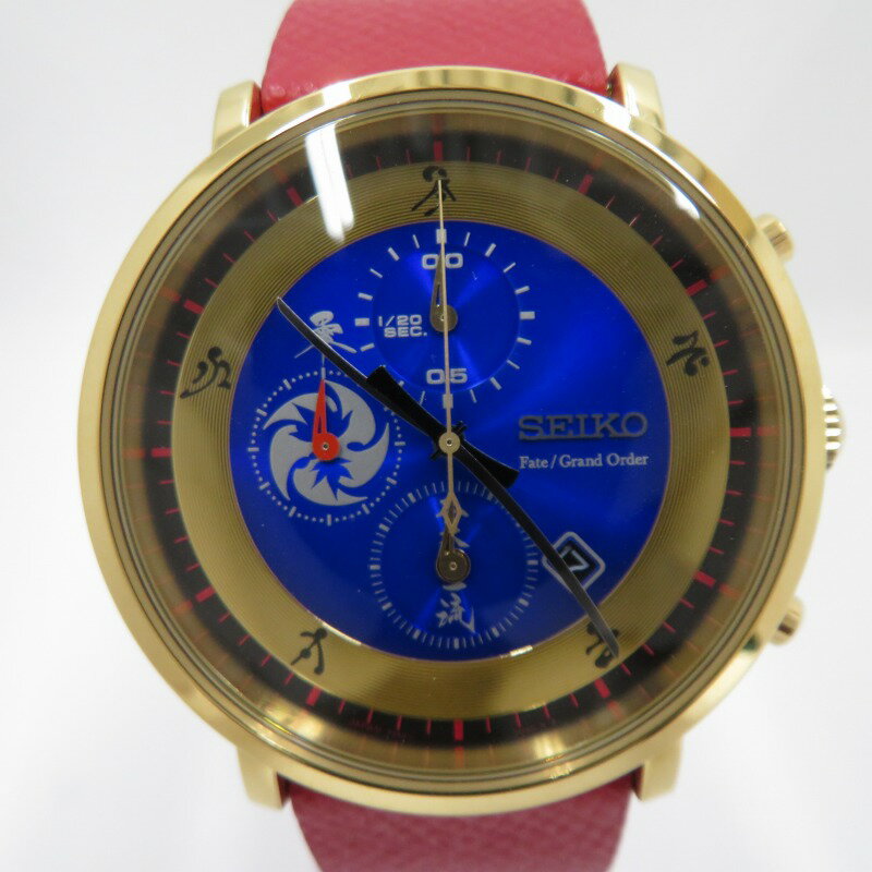 【中古】SEIKO｜セイコー × FGO オリジナルサーヴァントウォッチ 宮本武蔵モデル アナログ 腕時計 7T92-HBN0 ブルー（文字盤） × レッド（ベルト）【f131】