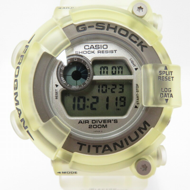 【中古】CASIO｜カシオ G-SHOCK ジーショック MASTER OF G - SEA FROGMAN フロッグマン デジタル 腕時計 DW-8200 クリア【f131】