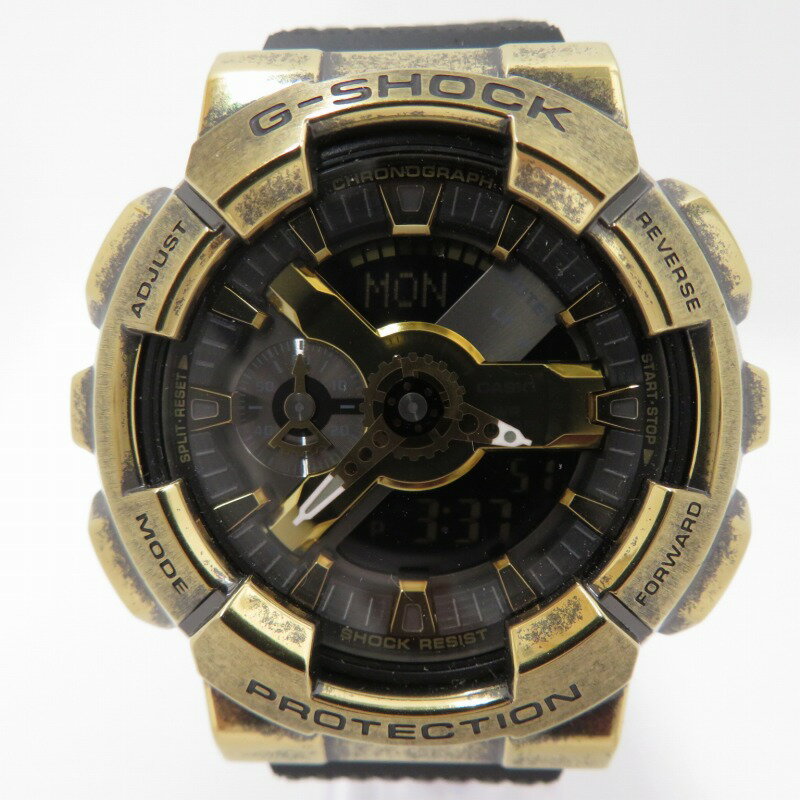 【中古】CASIO｜カシオ G-SHOCK ジーショック STEAMPUNK スチームパンクシリーズ アナデジ 腕時計 GM-110VG-1A9JR ブラック【f131】