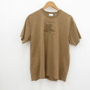 【中古】Burberry｜バーバリー ラバーロゴ 刺繍 Tシャツ 半袖 ブラウン サイズ：XS【f108】