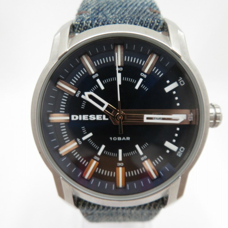 【中古】DIESEL｜ディーゼル ARMBAR アームバー デニム DZ1769 アナログ 腕時計 ネイビー（文字盤） × ブルー（ベルト）【f131】