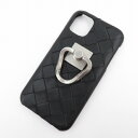 【中古】BOTTEGA VENETA|ボッテガヴェネタ イントレチャート レザー iPhone11 スマホ 携帯ケース ブラック【f135】