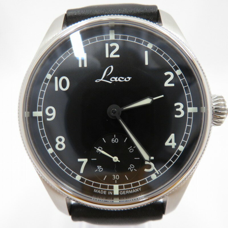 【中古】Laco｜ラコ Bremerhaven ブレーマーハーフェン アナログ 手巻き 腕時計 ブラック【f131】