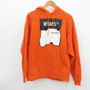 【中古】WTAPS｜ダブルタップス SIDE EFFECT / SWEAT PARKA グラフィックプリント スウェットパーカー オレンジ サイズ：4 / ストリート【f103】