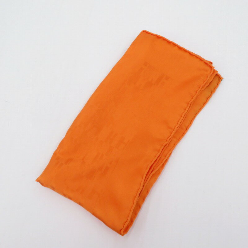 【中古】HERMES｜エルメス ポケットチーフ スカーフ グランH シルク オレンジ サイズ：-