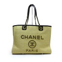 CHANEL シャネル ドーヴィルMM A67001 チェーントートバッグ ラフィア ベージュ ゴールド金具