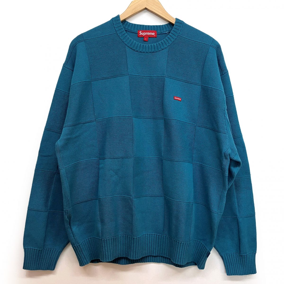 Supreme シュプリーム tonal checkerboard Sweater blue セーター Lサイズ ※中古 【津山店】