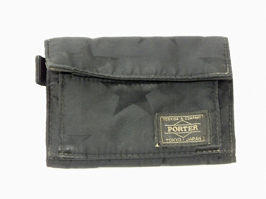 PORTER ポーター FLAG フラッグ ナイロン 二つ折り 財布 ブラック スター 星柄 財布 