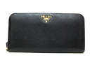 【中古】PRADA SAFFIANO METAL プラダ サフィアーノ メタル 長財布 1ML506 ブラック 【鹿屋店】(4)