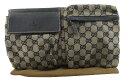 【中古】GUCCI “グッチ” GGキャンバス ウエストバッグ ポーチ ボディバッグ 28566 ベージュ系×ネイビー【鹿児島店】