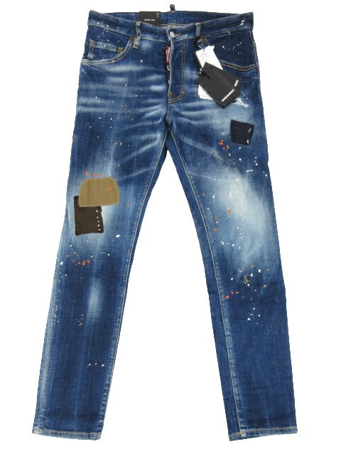 【未使用】DSQUARED2 “ディースクエアード” 22AW SKATER JEAN スケータージーン ボタンフライ ダメージ加工 ストレッチ デニムパンツ タグ付き S74LB1158 サイズ46 インディゴ【鹿児島店】