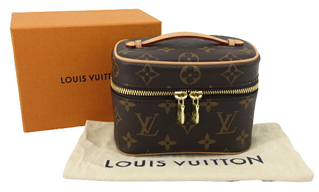 【中古】LOUIS VUITTON “ルイヴィトン” モノグラム ニース・ナノ バニティバッグ 化粧ポーチ メイク コスメ アクセサリー ミニハンドバッグ M44936 ブラウン系【鹿児島店】