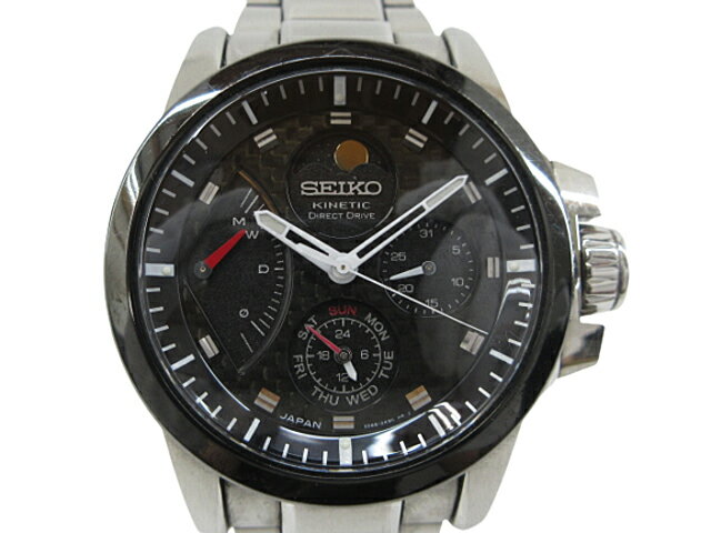 【中古】SEIKO “セイコー” BRIGHTZ PHOENIX KINETIC DIRECT DRIVE ブライツ フェニックス キネティック ダイレクトドライブ チタン 自動巻き発電 手巻き オートクォーツウォッチ 腕時計 MADE IN JAPAN SAGG019 5D88-0AB0 シルバー ブラック【鹿児島店】