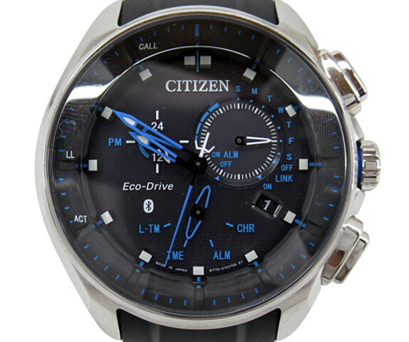 【中古】CITIZEN “シチズン” ECO-DRIVE Bluetooth エコ・ドライブ スマートフォン モバイルリンク ソーラーウォッチ 腕時計 MADE IN JAPAN BZ1020-22E W770-S111552 シルバー ブラック【鹿児島店】