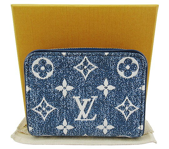 【中古】LOUIS VUITTON “ルイヴィトン” ジッピー コインパース モノグラム デニム ジャガード ラウンドファスナー ショートウォレット 小銭入れ カードケース 名刺入れ マリーヌ M81185【鹿児島店】