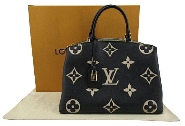 【中古】LOUIS VUITTON “ルイヴィトン” バイカラー モノグラム・アンプラント レザー グラン・パレ MM ハンドバッグ M45842 ブラック系【鹿児島店】