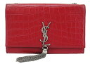 【中古】SAINT LAURENT “サンローラン” ケイト タッセル ミディアム クロコダイルエンボスレザー YSLロゴ チェーンショルダーバッグ クロスボデ...