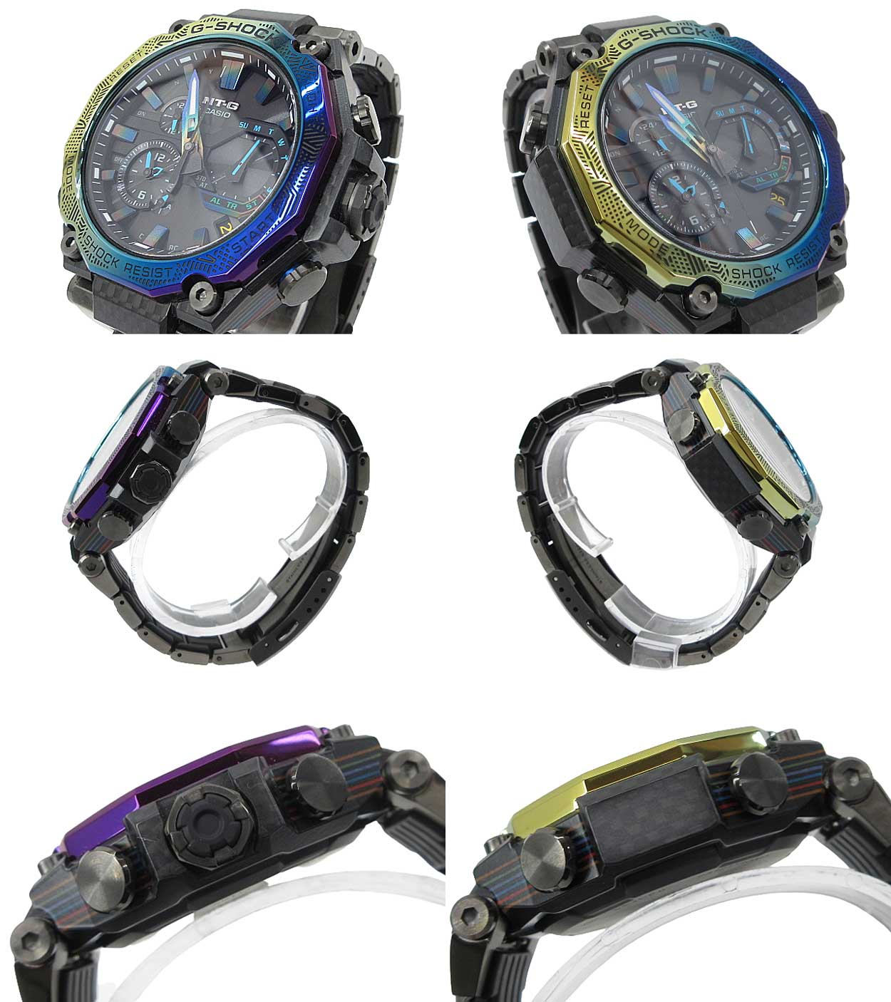 【中古】G-SHOCK “ジーショック” MT-G MTG-B2000 Series 電波ソーラー モバイルリンク Bluetooth カーボン レインボーIPベゼル アナログウォッチ 腕時計 MADE IN JAPAN MTG-B2000YR-1AJR ブラック×レインボー【鹿児島店】