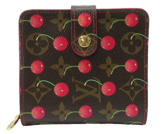 【中古】LOUIS VUITTON “ルイヴィトン” モノグラム・チェリー コンパクト・ジップ ショートウォレット 二つ折り財布 村上隆 さくらんぼ M95005 ブラウン系【鹿児島店】のサムネイル
