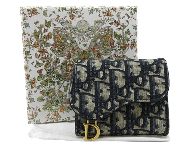 【中古】Christian Dior “クリスチャン ディオール” Saddle ナンフェア ウォレット ディオール オブリーク ジャカード サドル ショートウォレット 三つ折り財布 S5912CTZQ ブルー【鹿児島店】