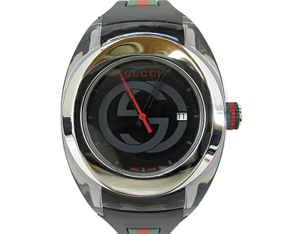 【中古】GUCCI “グッチ” シェリーライン SYNC シンク インターロッキングG クォーツウォッチ 腕時計 137.1 YA137101 ブラック【鹿児島店】