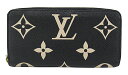 【中古】LOUIS VUITTON “ルイヴィトン” モノグラム・アンプラント ジッピー・ウォレット ラウンドファスナー ロングウォレット 長財布 M80481 ブラック/ベージュ【鹿児島店】(4)