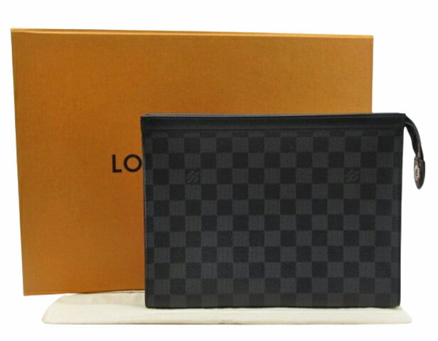 【中古】LOUIS VUITTON “ルイヴィトン” ダミエ・グラフィット ポシェット・ヴォワヤージュ MM クラッチ セカンドバッグ ポーチ トラベルケース N41696 ブラック系【鹿児島店】