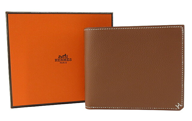 【新品】HERMES “エルメス” Hセリエ コンパクトウォレット カーフスキン 二つ折り財布 W刻印 H084594CK ゴールド【鹿児島店】