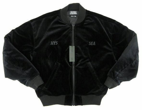 【中古】HYSTERIC GLAMOUR×WIND AND SEA“ヒステリックグラマー×ウィンダンシー” 22AW BOMBER JACKET ボンバージャケット ベロア WDS-C-HYS-23-AP-Q1-04 ブラック Lサイズ【鹿児島店】